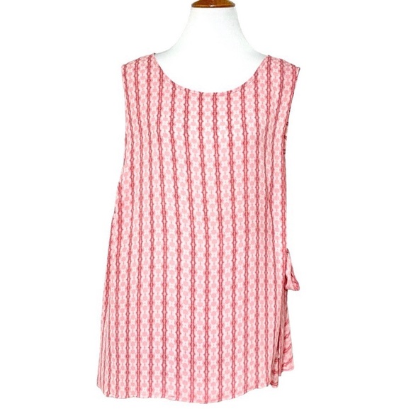 SOLD-NWT Vince Camuto Side Tie Rose Pink Printed Tunic - Picture 2 of 10
